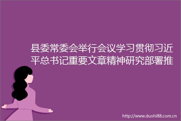 县委常委会举行会议学习贯彻总书记重要文章精神研究部署推进人口高质量发展等工作县委书记李电主持并讲话