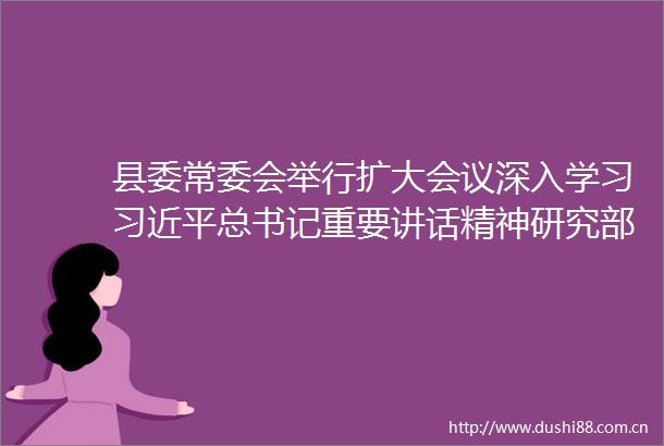 县委常委会举行扩大会议深入学习总书记重要讲话精神研究部署市两会精神贯彻落实等工作县委书记李电主持并讲话