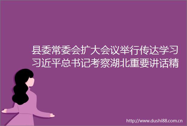 县委常委会扩大会议举行传达学习总书记考察湖北重要讲话精神研究部署我县贯彻落实工作