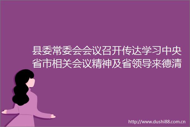 县委常委会会议召开传达学习中央省市相关会议精神及省来德清调研讲话精神等敖煜新主持