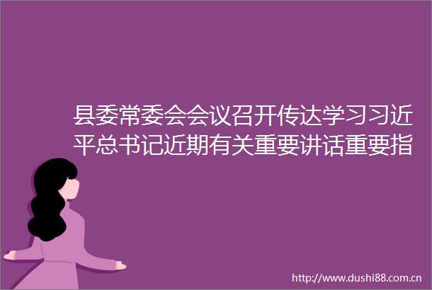 县委常委会会议召开传达学习总书记近期有关重要讲话重要指示精神研究我县贯彻落实意见