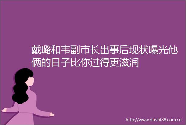戴璐和韦副市长出事后现状他俩的日子比你过得更滋润