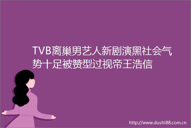 TVB离巢男艺人新剧演黑社会气势十足被赞型过视帝王浩信
