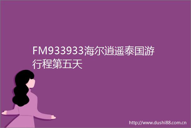 FM933933海尔逍遥泰国游行程第五天