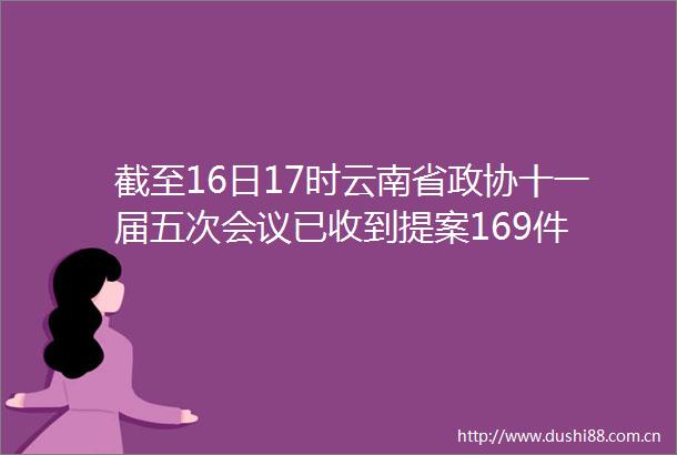 截至16日17时云南省政协十一届五次会议已收到提案169件