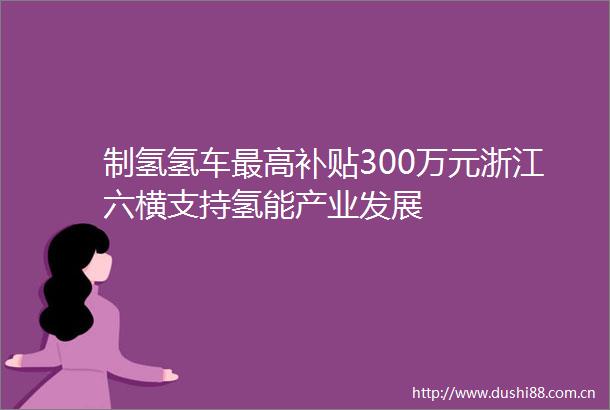 制氢氢车最高补贴300万元浙江六横支持氢能产业发展