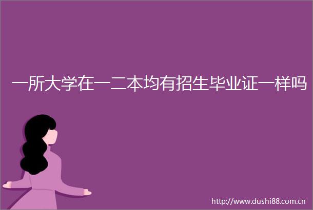 一所大学在一二本均有招生毕业证一样吗