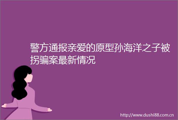 警方通报亲爱的原型孙海洋之子被拐案最新情况
