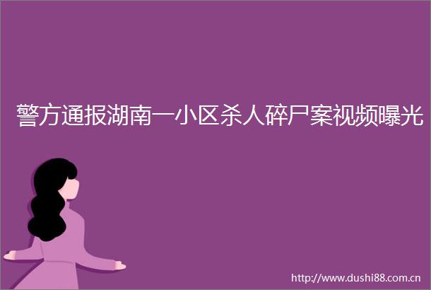 警方通报湖南一小区碎尸案视频