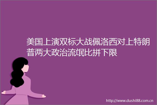 美国上演双标大战佩洛西对上特朗普两大流氓比拼下限