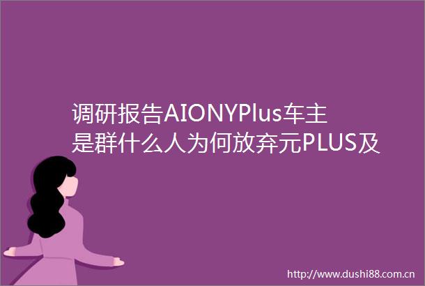 调研报告AIONYPlus车主是群什么人为何放弃元PLUS及其他竞品