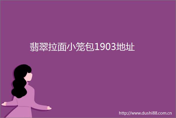 翡翠拉面小笼包1903地址