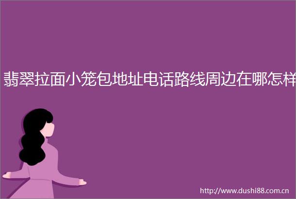翡翠拉面小笼包地址电话路线周边在哪怎样