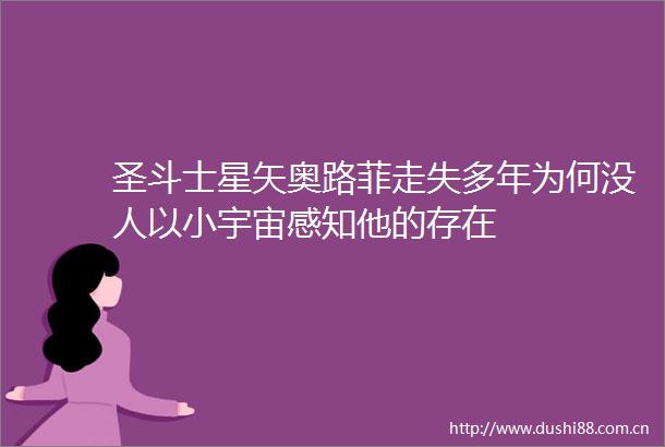 圣斗士星矢奥路菲走失多年为何没人以小宇宙感知他的存在
