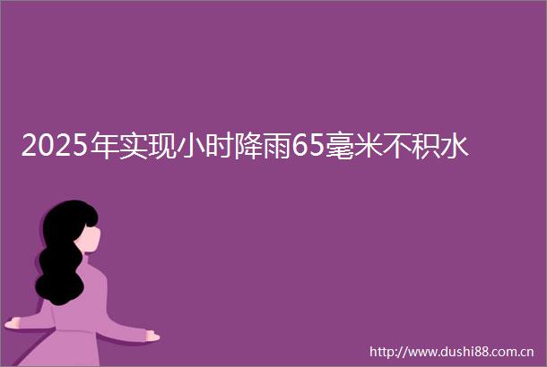2025年实现小时降雨65毫米不积水
