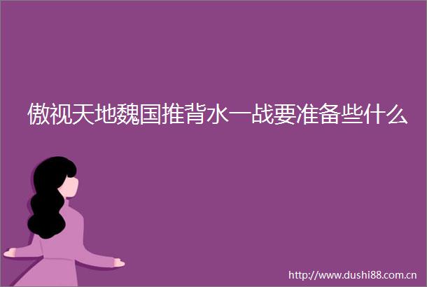 傲视天地魏国推背水一战要准备些什么