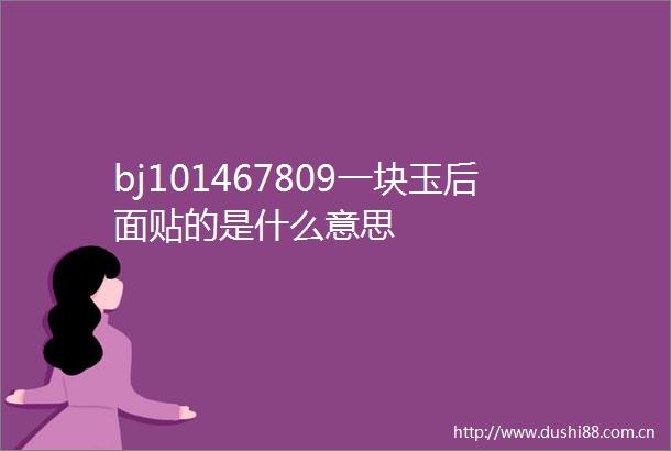 bj101467809一块玉后面贴的是什么意思