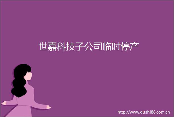 世嘉科技子公司临时停产