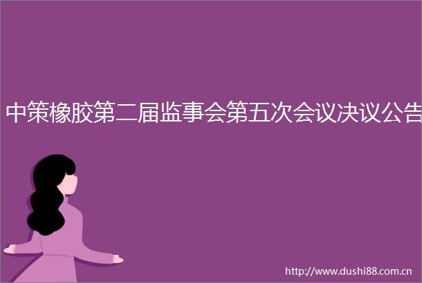 中策橡胶第二届监事会第五次会议决议公告