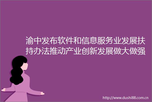 渝中发布软件和信息服务业发展扶持办法推动产业创新发展做大做强