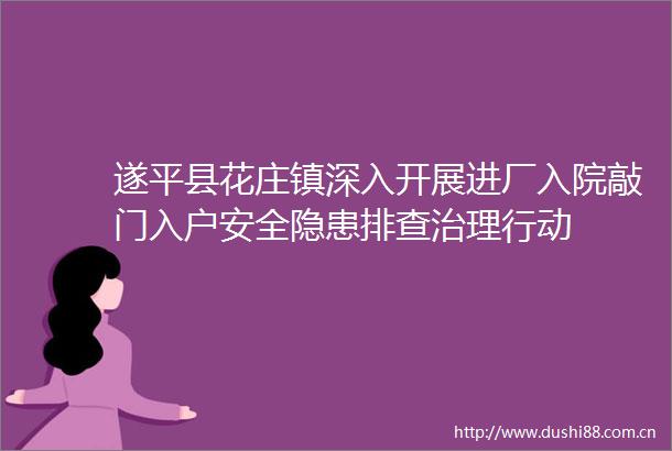 遂平县花庄镇深入开展进厂入院敲门入户安全隐患排查治理行动