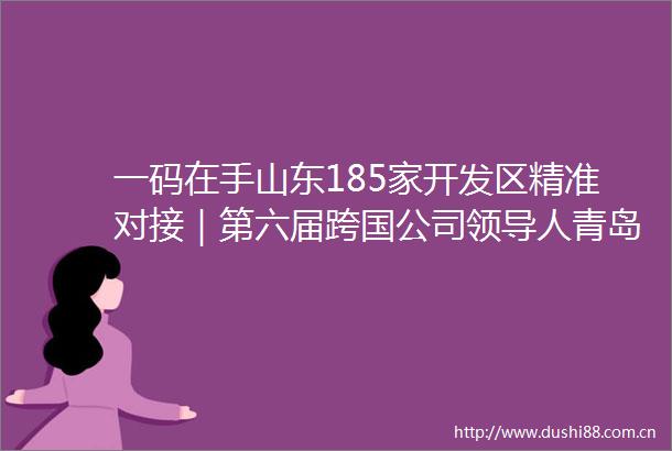 一码在手山东185家开发区精准对接｜第六届跨国公司人青岛峰会