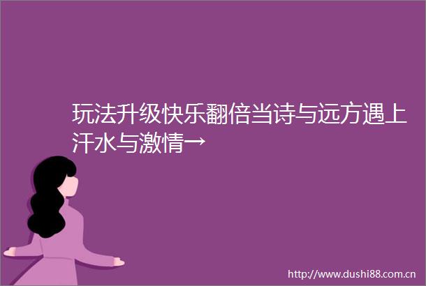 玩法升级快乐翻倍当诗与远方遇上汗水与→