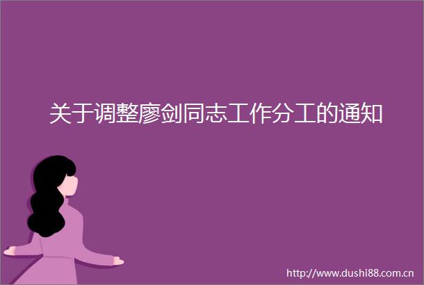关于调整廖剑同志工作分工的通知