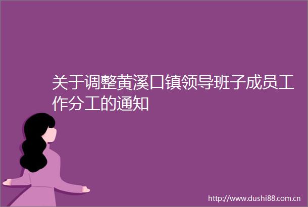 关于调整黄溪口镇班子成员工作分工的通知