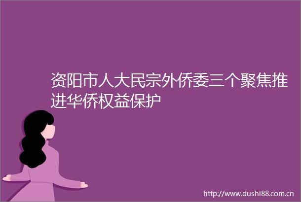 资阳市人大民宗外侨委三个聚焦推进华侨权益保护