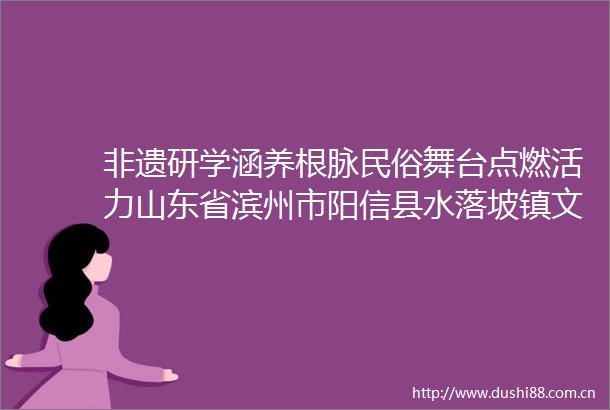 非遗研学涵养根脉民俗舞台点燃活力山东省滨州市阳信县水落坡镇文化社区成乡村振兴精神引擎