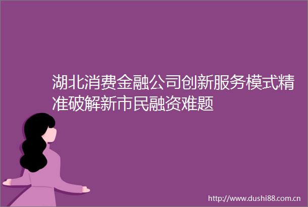 湖北消费金融公司创新服务模式精准破解新市民融资难题