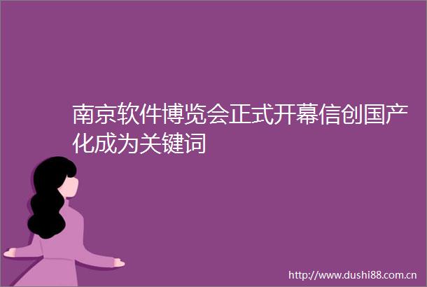 南京软件博览会正式开幕信创国产化成为关键词