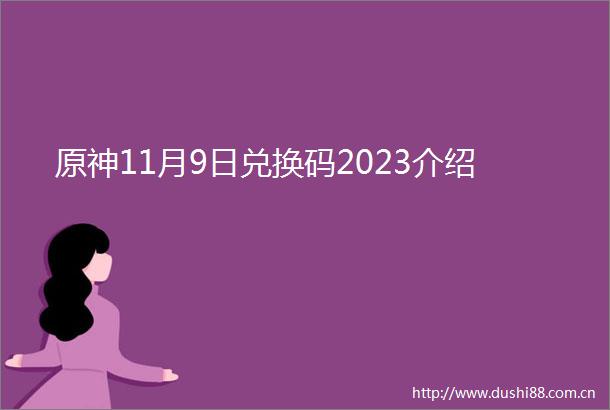 原神11月9日兑换码2023介绍