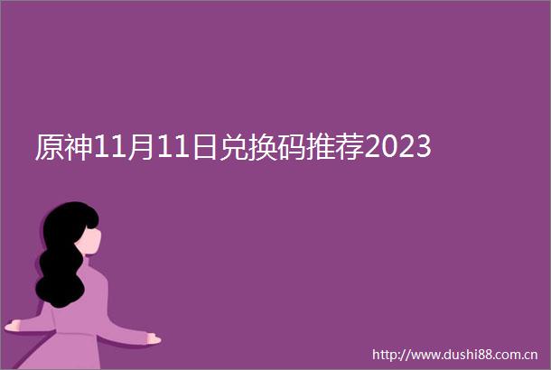 原神11月11日兑换码推荐2023
