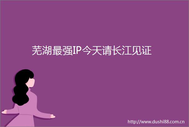 芜湖最强IP今天请长江见证