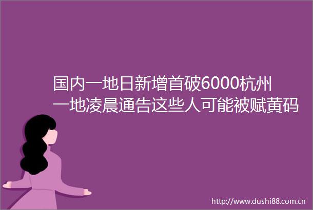 国内一地日新增首破6000杭州一地凌晨通告这些人可能被赋黄码