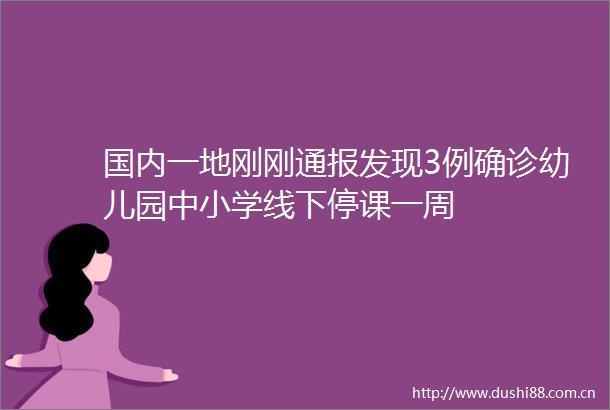 国内一地刚刚通报发现3例确诊幼儿园中小学线下停课一周