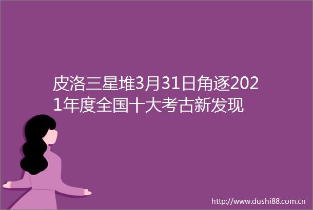 皮洛三星堆3月31日角逐2021年度全国十大考古新发现