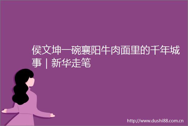 侯文坤一碗襄阳牛肉面里的千年城事｜新华走笔