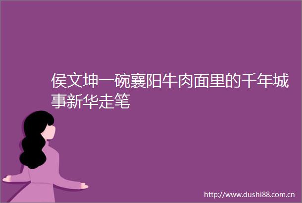 侯文坤一碗襄阳牛肉面里的千年城事新华走笔