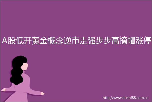 A股低开黄金概念逆市走强步步高摘帽涨停