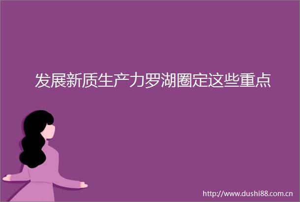 发展新质生产力罗湖圈定这些重点