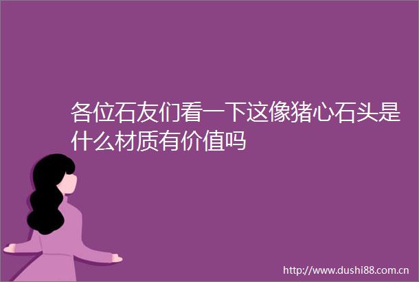 各位石友们看一下这像猪心石头是什么材质有价值吗