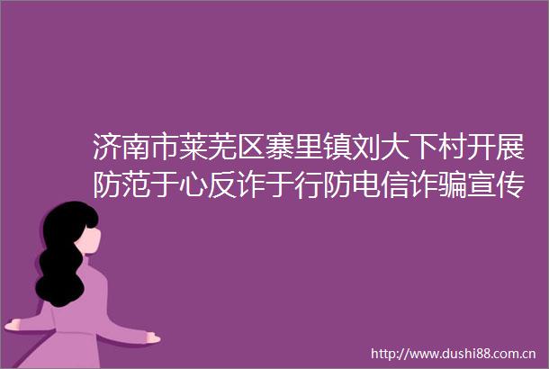 济南市莱芜区寨里镇刘大下村开展防范于心反诈于行防电信诈宣传活动
