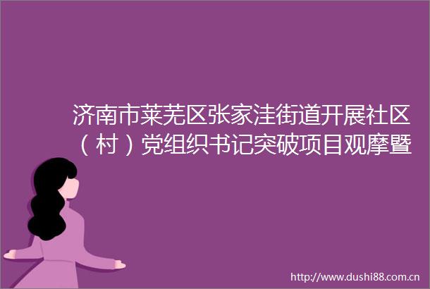 济南市莱芜区张家洼街道开展社区（村）党组织书记突破项目观摩暨头雁论坛活动