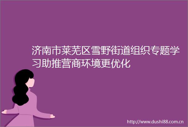 济南市莱芜区雪野街道组织专题学习助推营商环境更优化