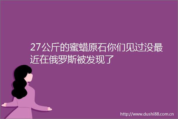 27公斤的蜜蜡原石你们见过没最近在俄罗斯被发现了