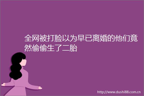 全网被打脸以为早已离婚的他们竟然偷偷生了二胎
