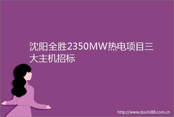 沈阳全胜2350MW热电项目三大主机招标